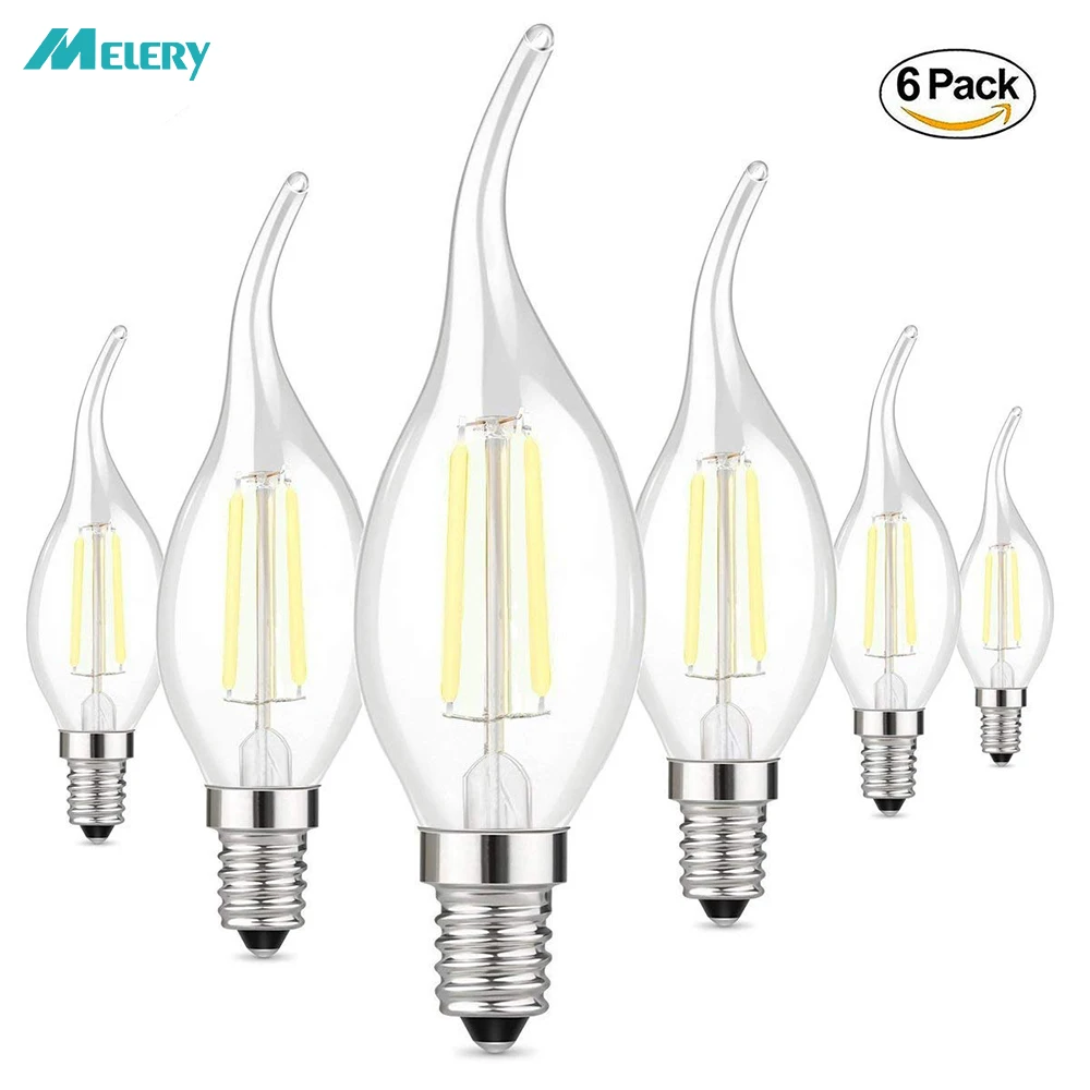 E14 LED Filament Light Bulbs 2W 4W Clear Candle Small Edison Screw C35 Warm  Cool White Chandelier Lamp 20W 40W Equivalent 6Pack|LED Bulbs & Tubes| -  AliExpress