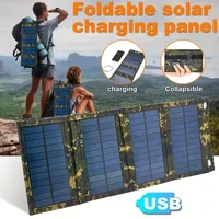 Panneau solaire pliable USB portable, panneaux solaires pliables pour le voyage, banque de charge pour téléphone portable, lampe de poche, ventilateur, batterie externe pour téléphone portable 6