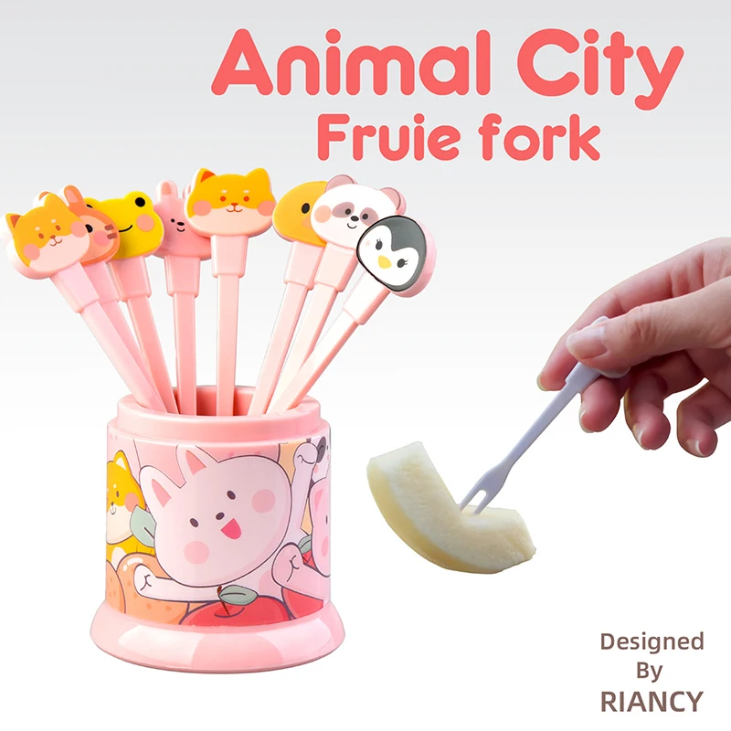 Set of 8 Mini Cartoon Panda Snack and Dessert Forks for Kids