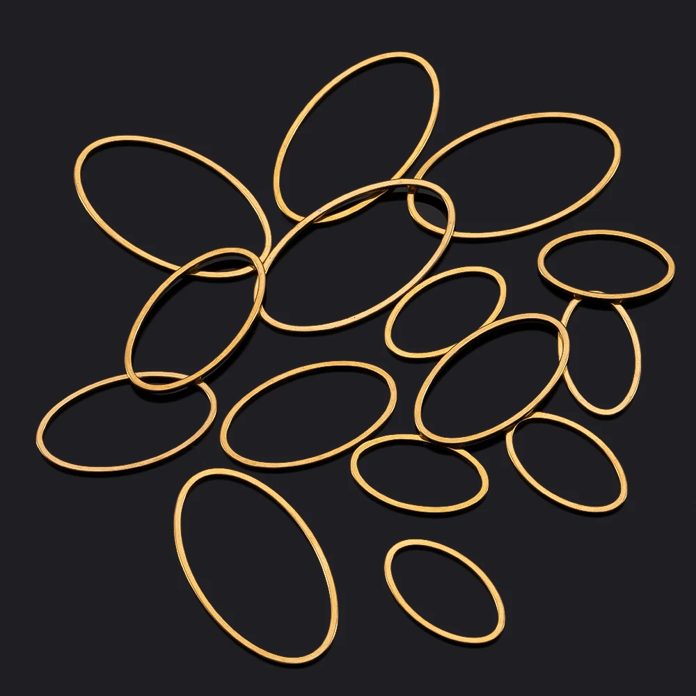 10 Stück Edelstahl Oval Charms DIY Ohrring Anhänger Geschlossene Ringe Hohlharz Form Blenden Rahmen für Schmuckherstellung Zubehör – Detail 10