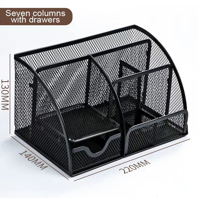 1PC Pen Holder Large Capacity Metal Desktop Storage Box for Office and School Supplies 2