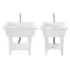 Small/Large Utility Sink with Cold and Hot Water Faucet Hoses and Drain Kit Freestanding Plastic Laundry Sink with Washboard 4