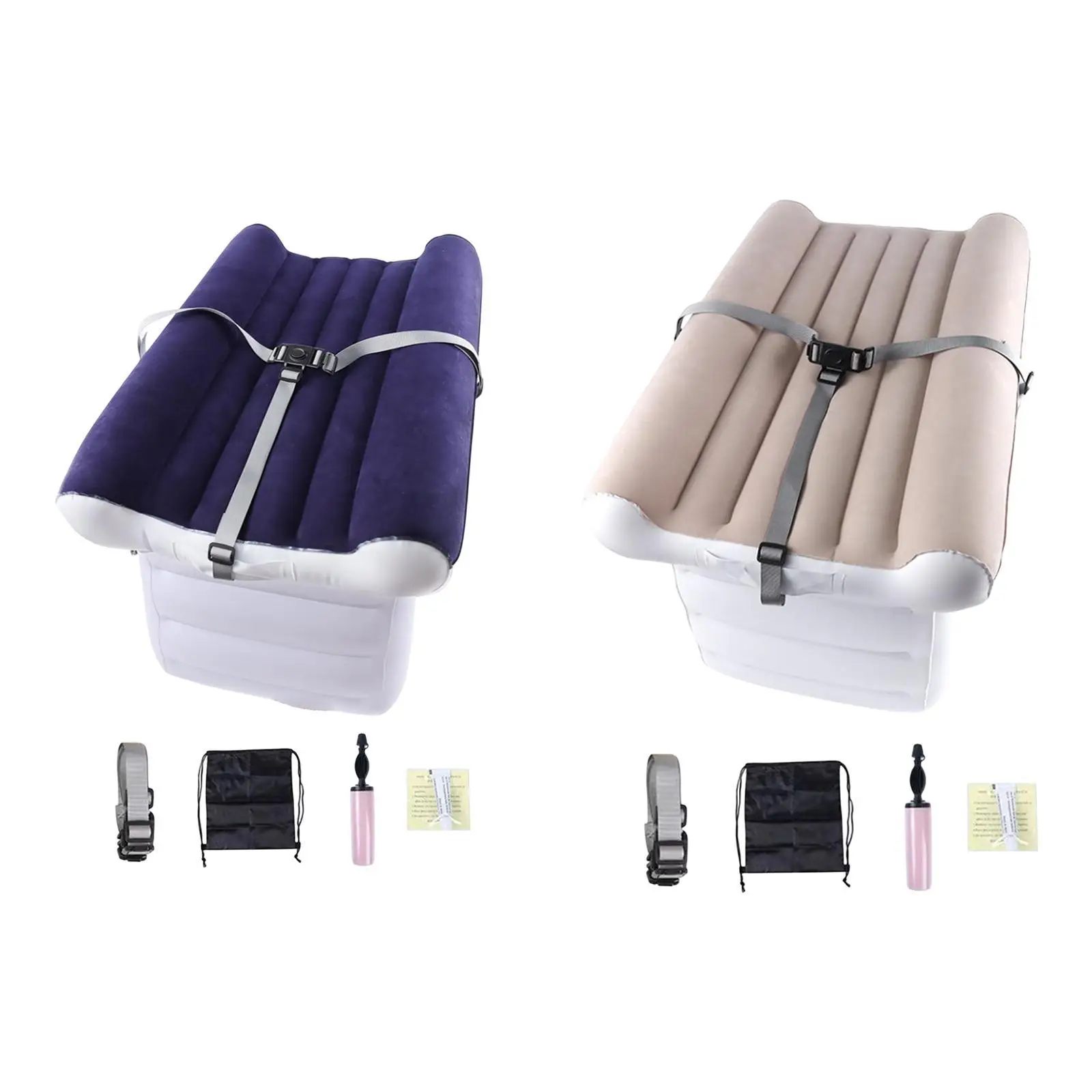 Inflatable Airplane Bed with Belt Car Back Seat Mattress Portable Travel Essential with Pump Airplane Seat Extender for Toddlers 3