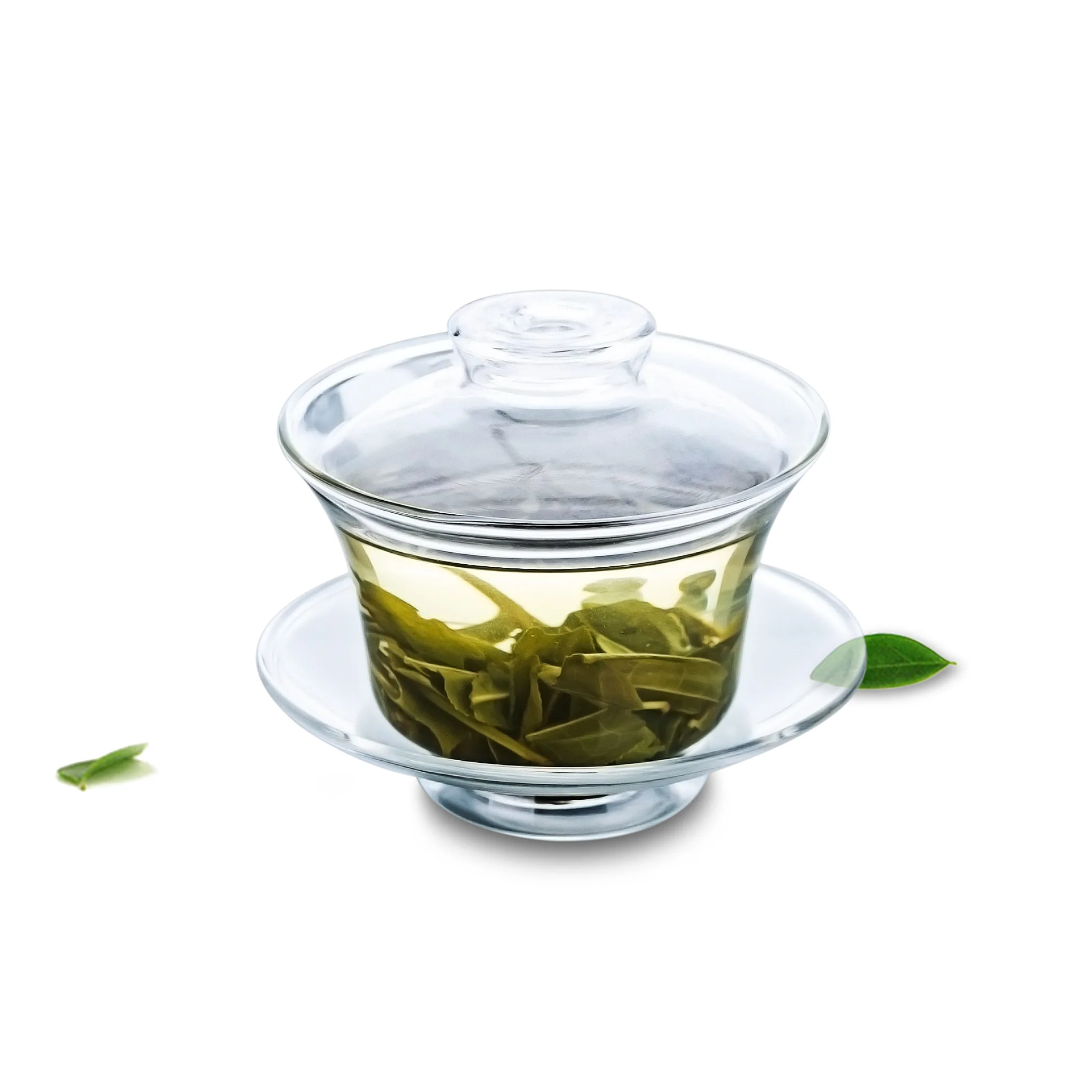 1x 9in1 Kung fu Coffee Tea Set-150ml Heat-Resisting Glass Gaiwan Pot+Strainer+Tea Pitcher Chahai + 6 Double Wall Layer Cups