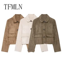 TFMLN 2025 New Autumn Women's Short Jacket Female Long Sleeve Cropped Jackets Fashion Warm Coats Casual Outerwear﻿