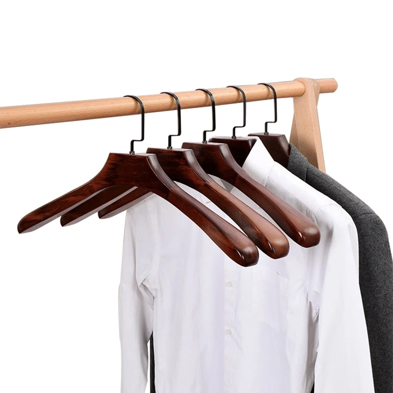 Wooden Clothes Hangers Coat Pant Garments Suit Trouser Bulk Rack Wardrobe  10 pcs