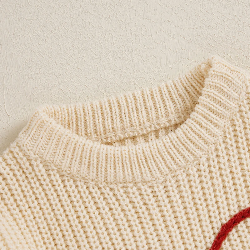 Focus norm 6 Farben 0-5y Herbst Winter Kinder Mädchen schöne Pullover Bowknot Stickerei Langarm Rundhals ausschnitt lose Strick pullover – Detail 5