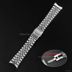 Seiko Stainless Steel Jubilee Replacement Watch Bracelet Strap - Curved End Design - 22mm (Silver - solid no logo)