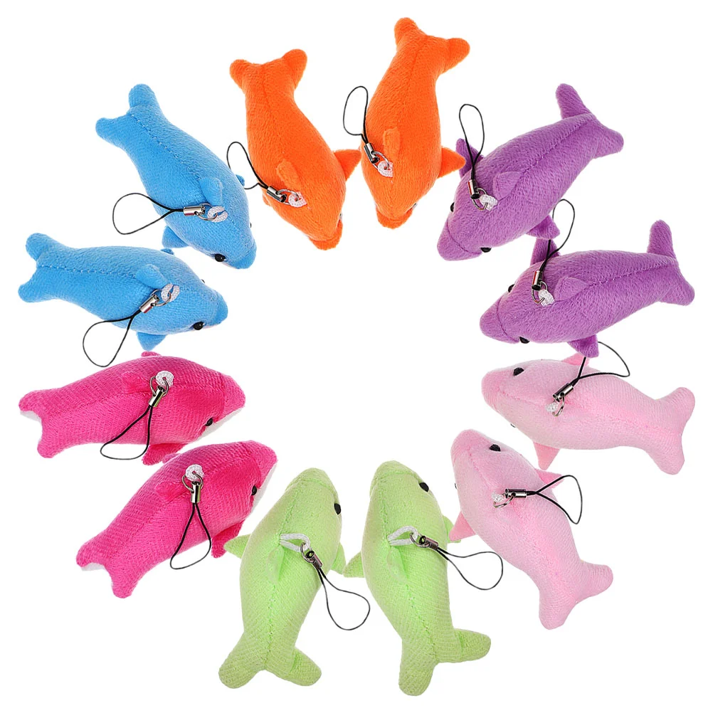 

12pcs Decorative Key Chains Hanging Plush Dolphin Keychains Hanging Dolphin Pendants