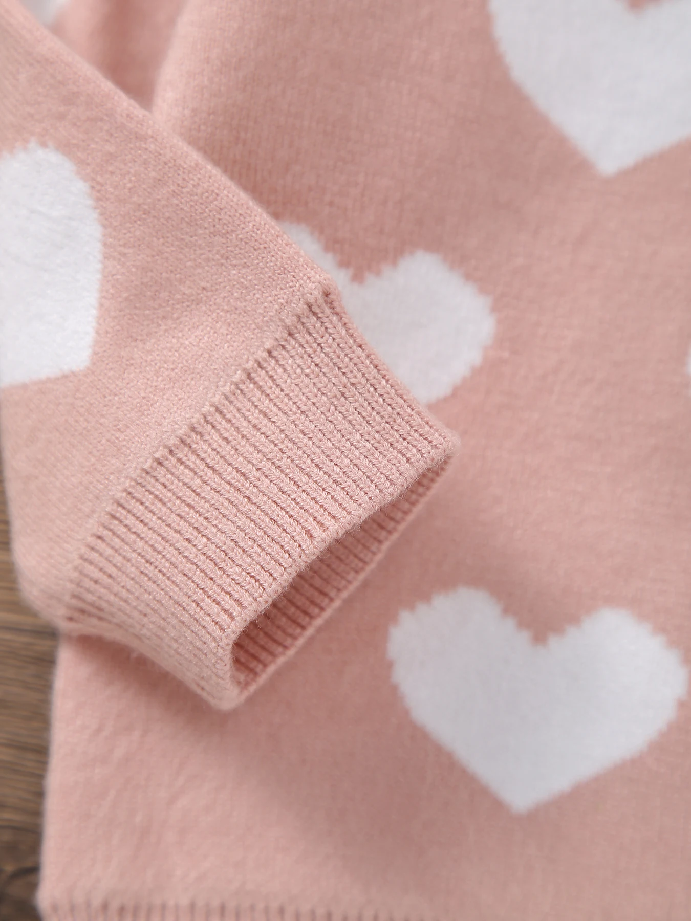 여아용 하트 자카드 니트 라운드넥 스웨터, 달콤하고 귀엽고, 스타일리시하고 다재다능한 따뜻한 스웨터, 해외 무역에서 인기