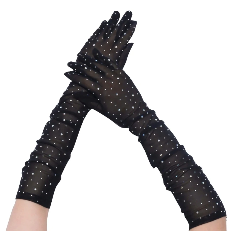

Elegant Women Full Finger Gloves Summer Driving Cycling Glitter Glove