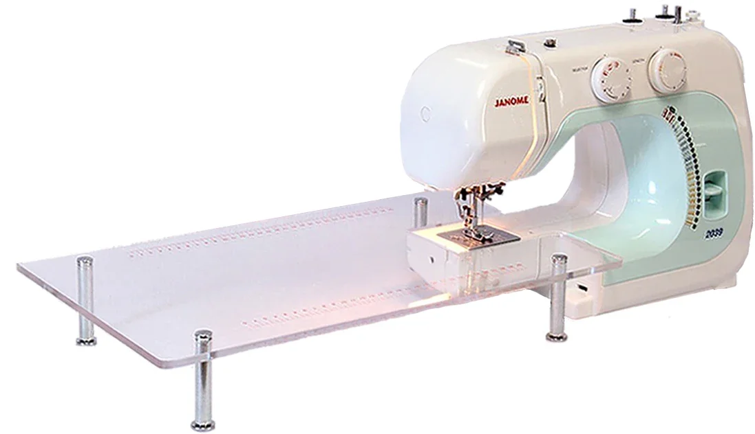 

Новая модель, раздвижной стол для JANOME 2039 2049 392 3022, размер 50x30 см, прозрачная акриловая ножка