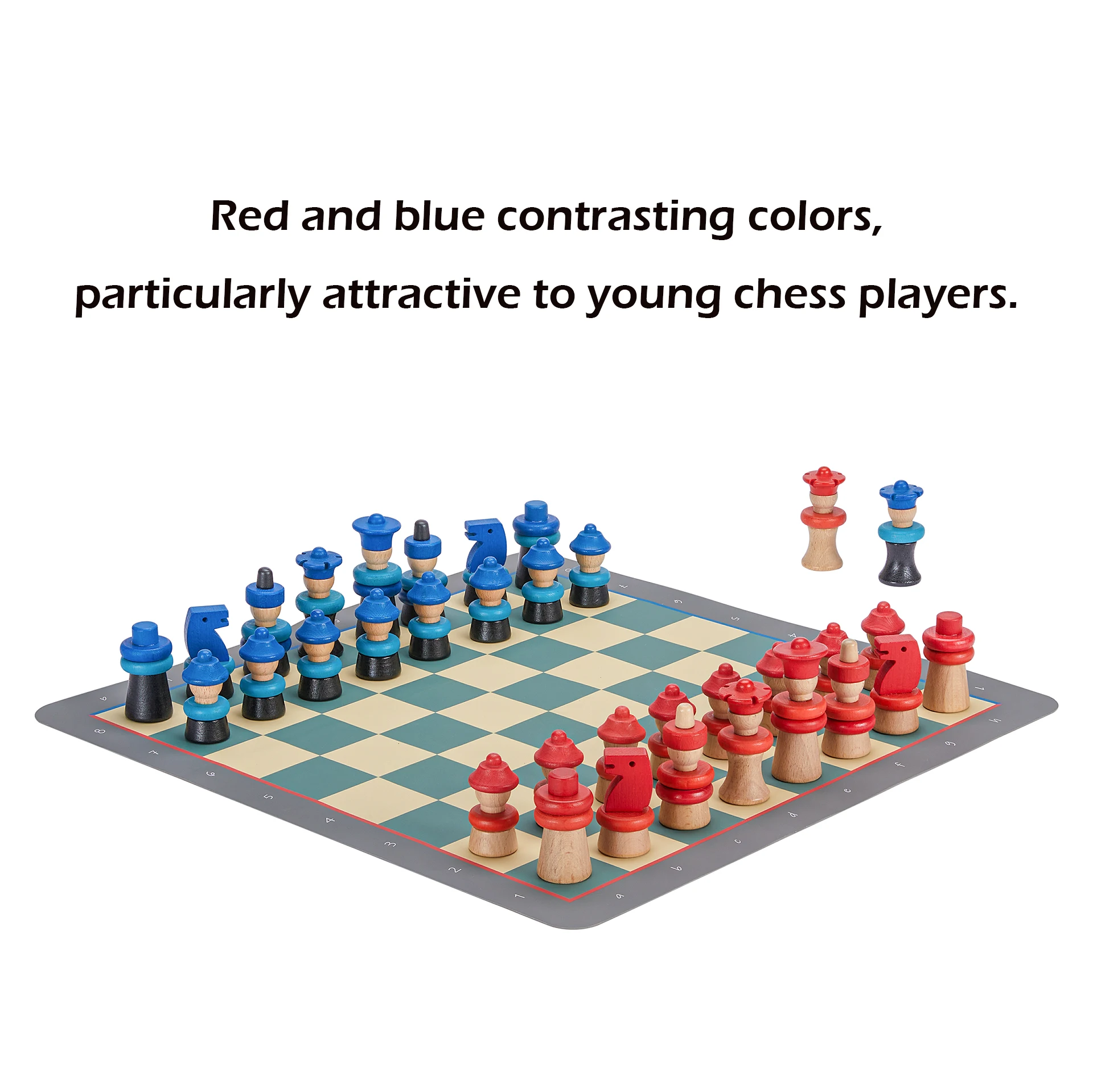 CHESSSHOP Children Wooden Travel Chess Set 18'' Foldable Silicone Chessboard / 3.3'' King Height Classic Staunton