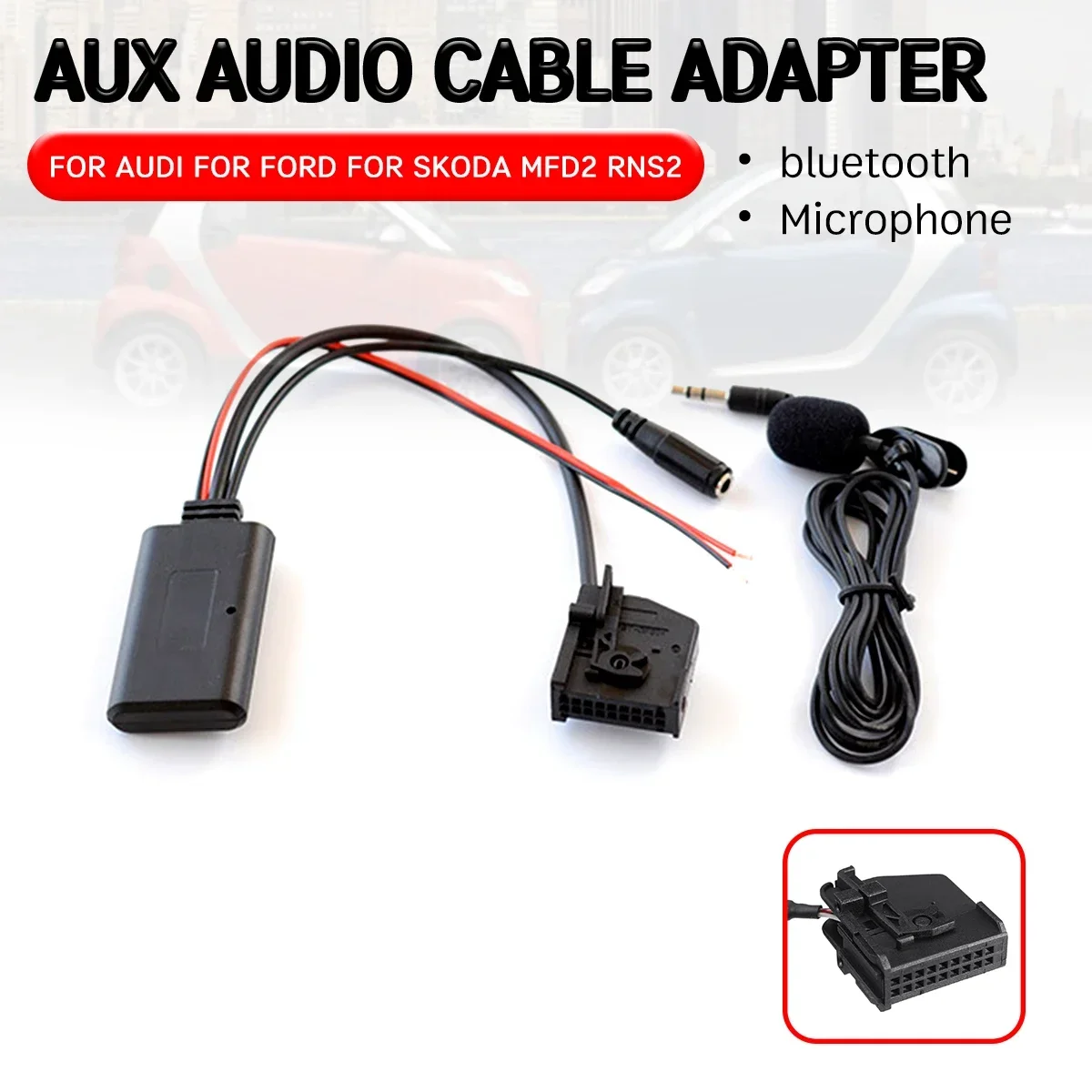 

Bluetooth Aux-приемник, кабельный адаптер с микрофоном для Volkswagen, для 18-контактного беспроводного головного устройства для Audi RNS2 MFD2 CD-хоста