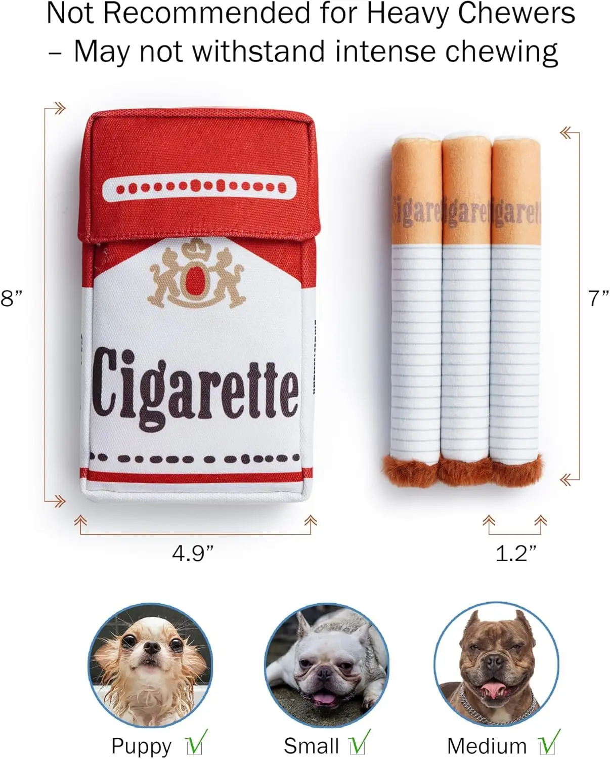 Fun Interactive Dog Toy Cigarette Teething Resistant Toy Pet Dog Plush Chew Toy with Squeak Dog Cigarette Box Toy Pet Gift 6