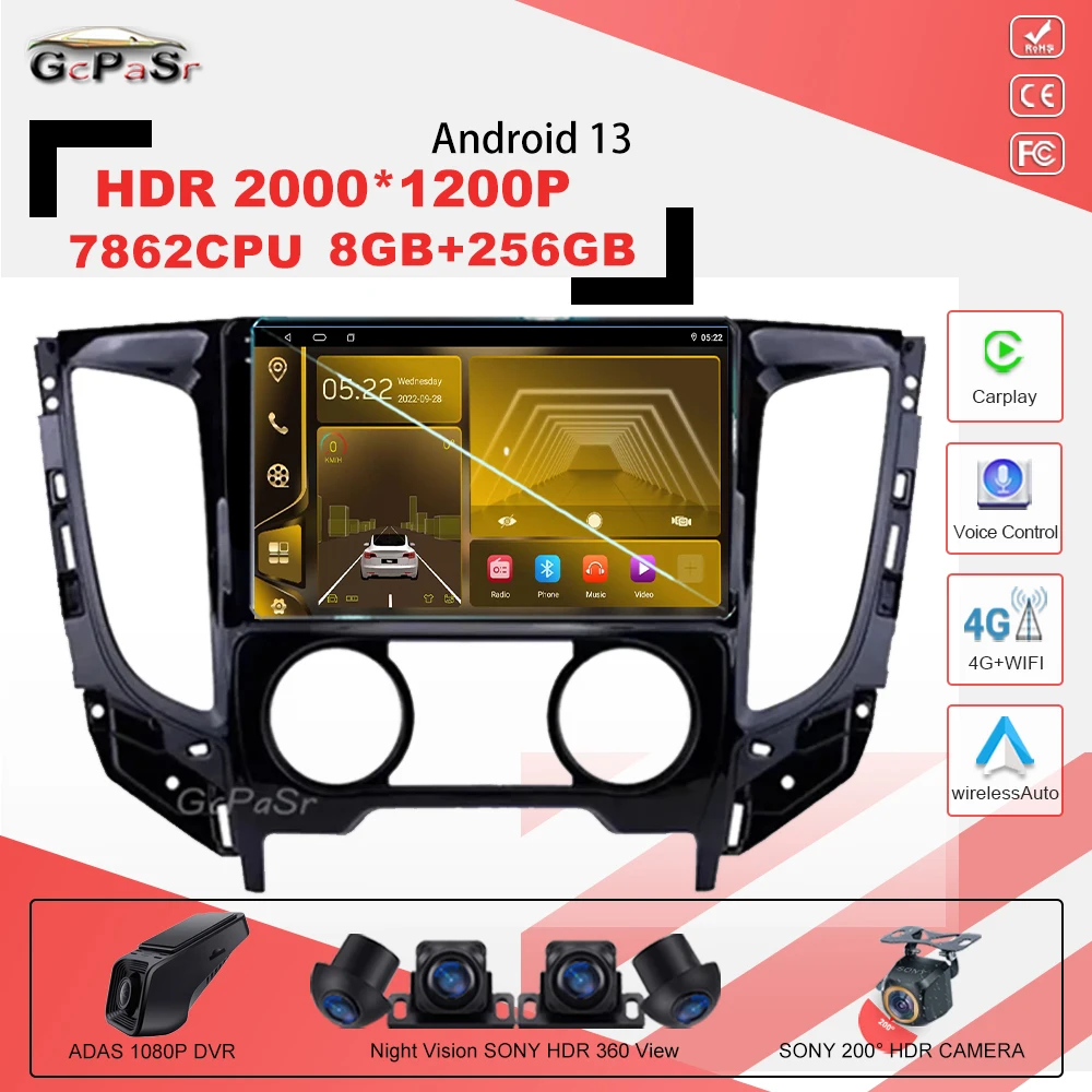 

Android 13 7862CPU для Mitsubishi Pajero Sport 3 L200 5 triton 3 2015-2019, автомобильное радио, мультимедийный видеоплеер, головное устройство Carplay