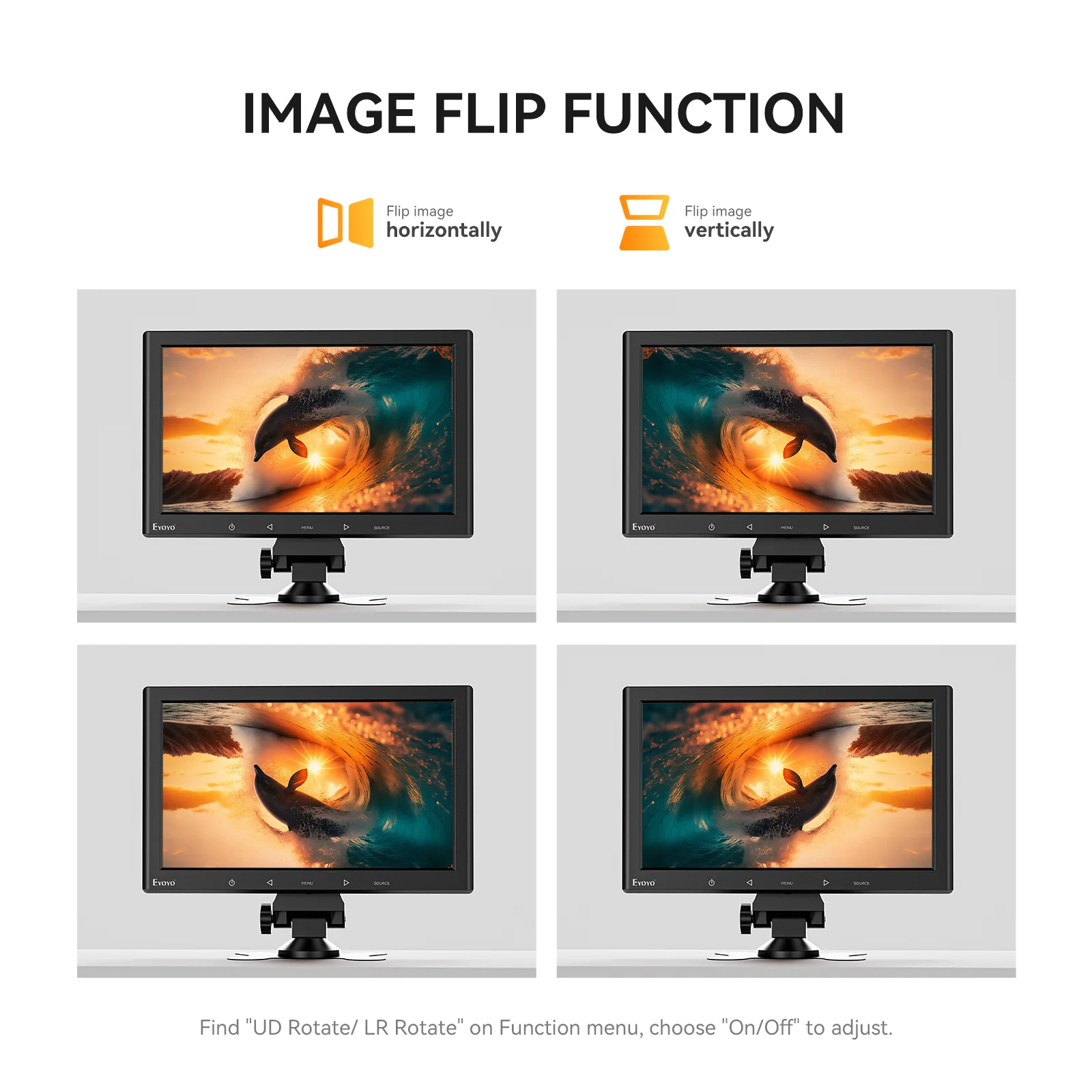 Eyoyo-monitor Hdmi com Botões Sensíveis ao Toque Alto-falante hd Controle Remoto Tela Ips dc 12v Alimentação Usb 10 1024x600 - Imagem 6