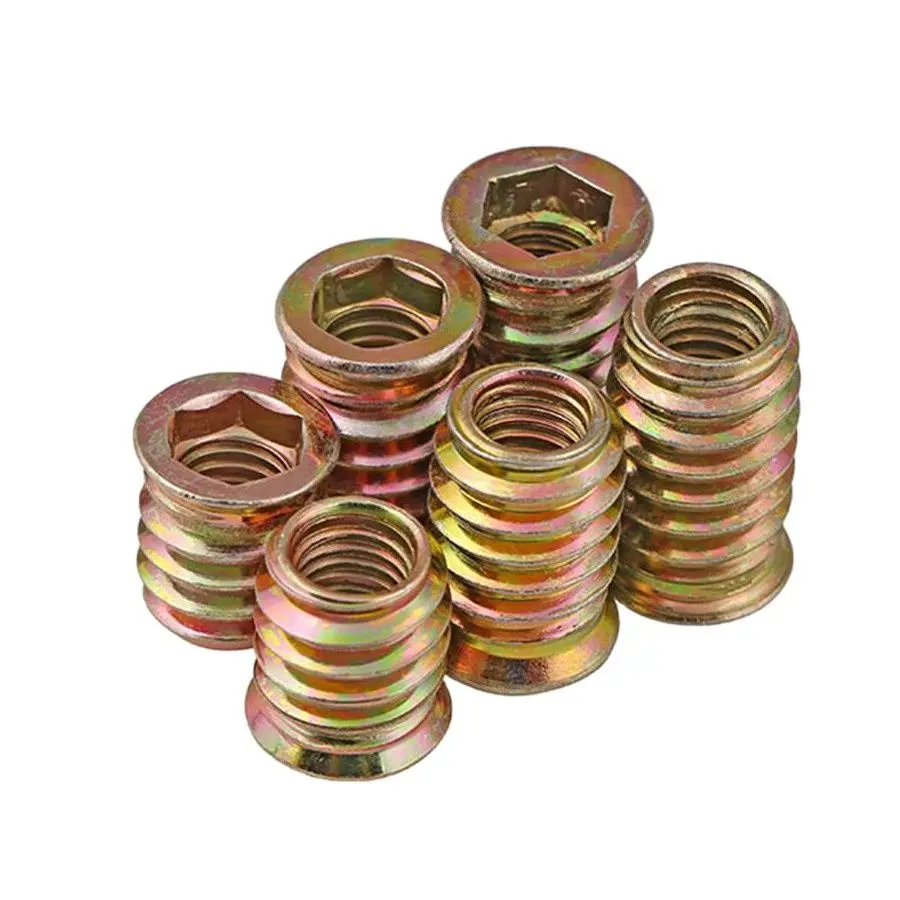 

M8 Zinc Plated Harden Steel Hex Socket Head Inner Outer Threaded Insert Nut For Wood Furniture
