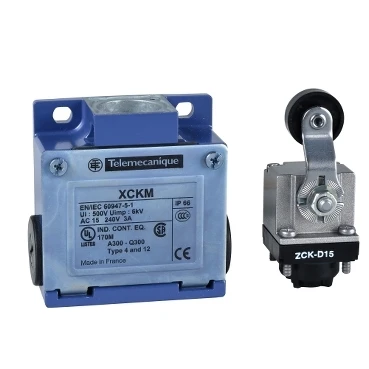 XCKM115 = ZCKM1C + ZCKD15C Limit switches XC Standard, XCKM, thermoplastic roller lever, 1NC+1 NO, snap action, Pg11