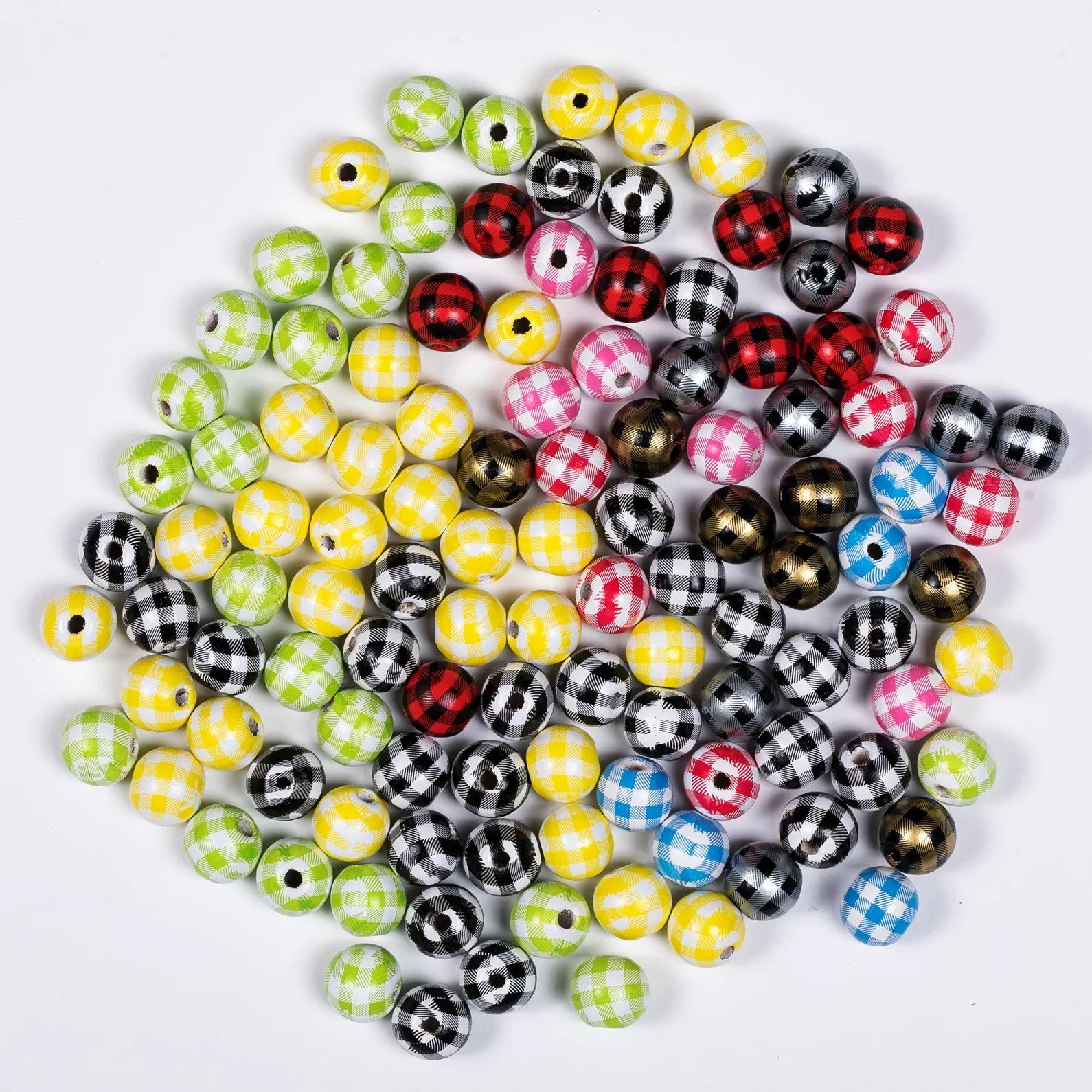 

2Pcs 16mm Wooden Loose Grid Beads Earrings Pendants Keychain Accessories Handmade Hair Rope Bracelet DIY Hair Clip Material