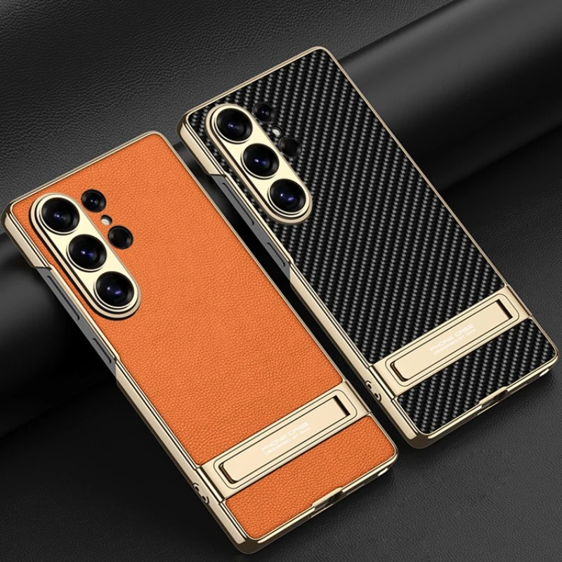 Luxury Electroplated Leather Ultra-Thin Phone Case with Stand and Pen Holder