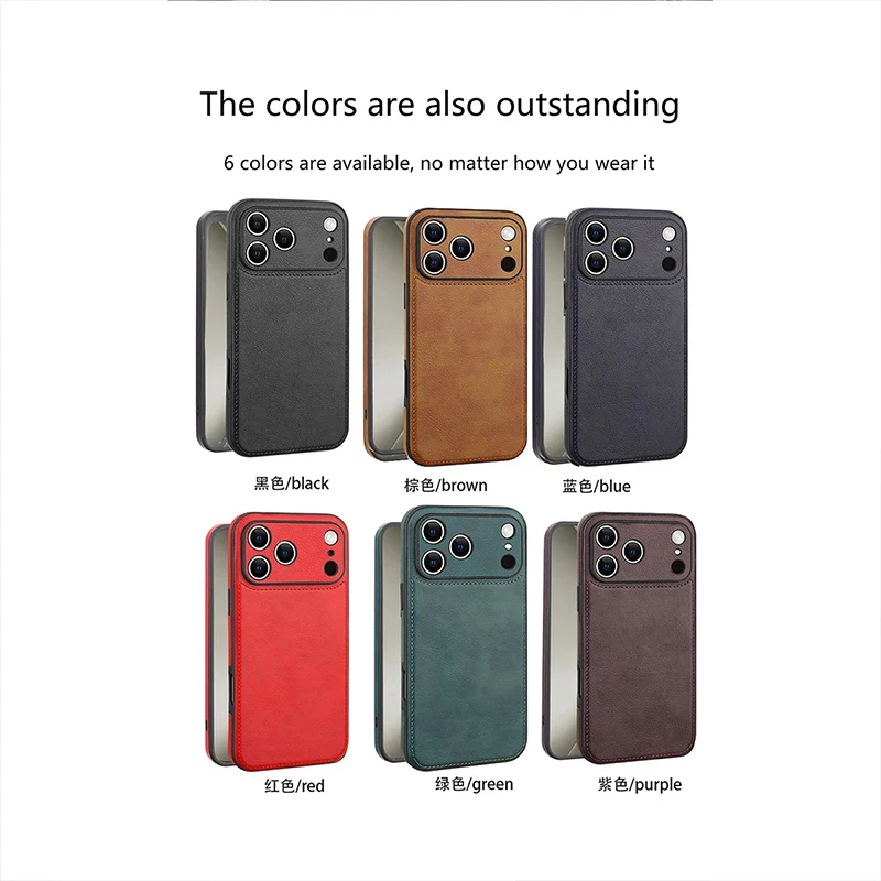 Sleek Leather Case with Lens Protection – Premium Phone Cover Coque