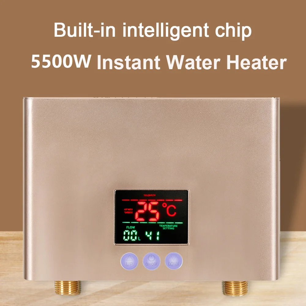 Kitchen Instant Water Heater 5500W Mini Tankless Electric Water Heater  Wall-Mounted with LED Display Remote Control for Bathroom - AliExpress