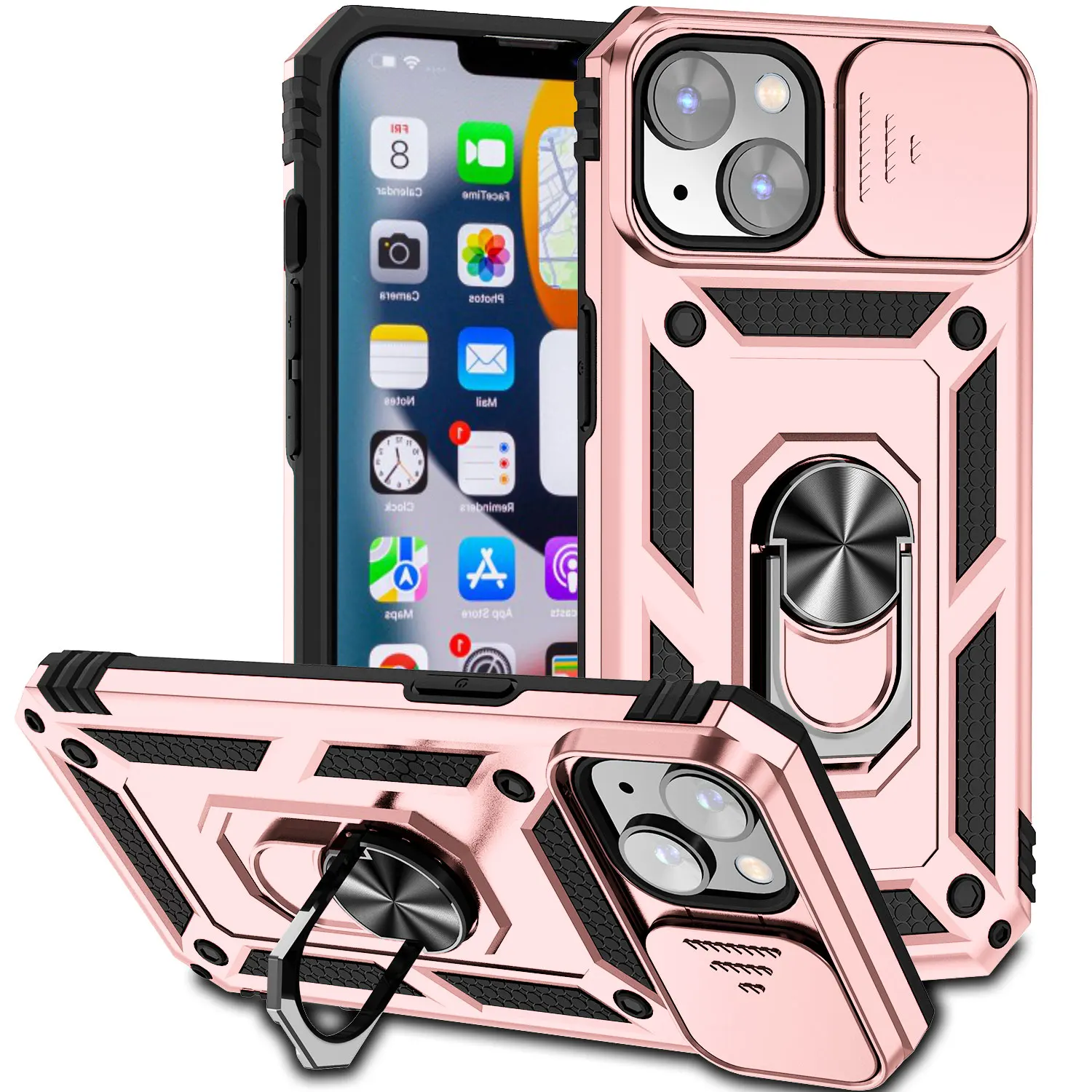 Armor Shockproof Magnetic Ring Stand Holder Case - Enhanced Protection Back Cover