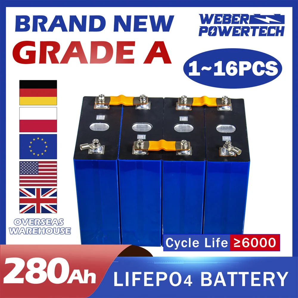 

8pcs 3.2v 310Ah 280Ah 202Ah 135Ah Lifepo4 Rechargeable Battery Lithium Iron Phosphate Solar Cell 4S 12v 24v batteries Tax Free