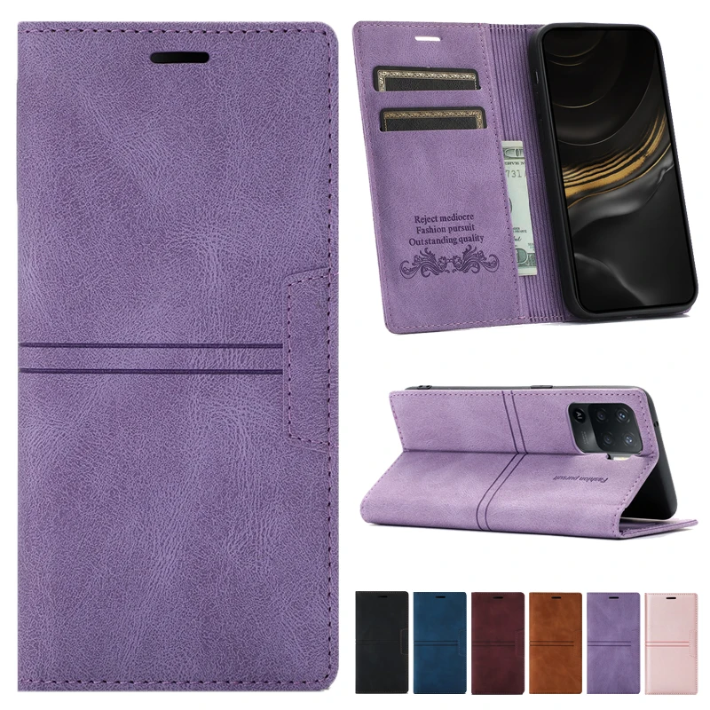 

For OPPO A96 A94 A93 A92 A77 A74 A73 A57 A55 A53 A53S Reno8 Pro/7 Lite/Narzo 50/X7 Pro/Realme C12 Wallet Magnetic Leather Cover