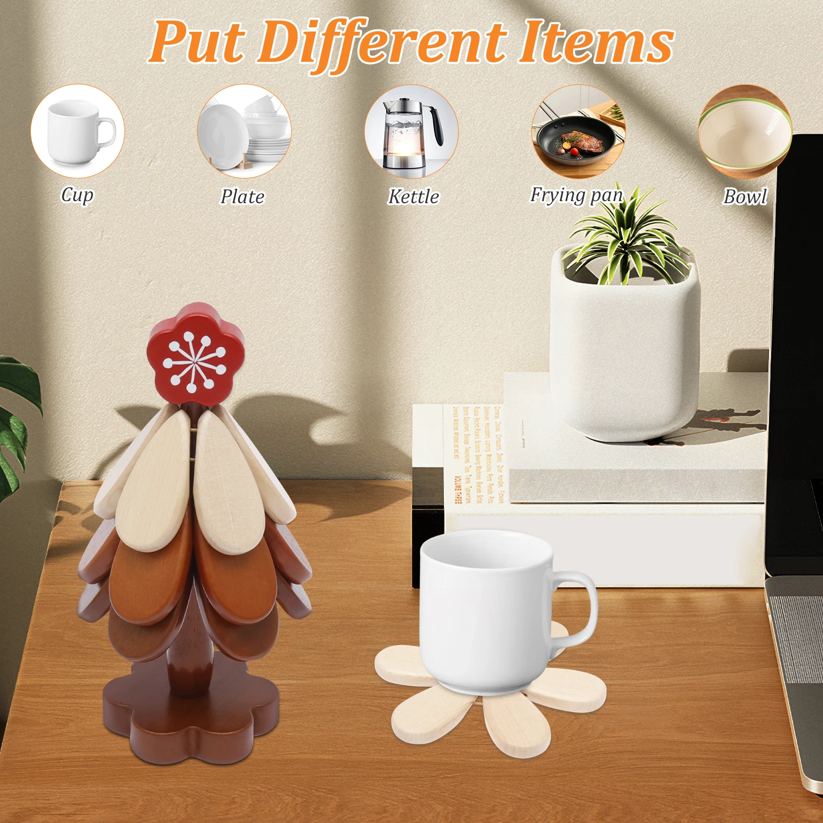 Tree Insulation Mat Wooden Placemat Dining Table Anti Scalding Mat Creative Heat Resistant Pot Mats for Bowl Pan Home Decoration