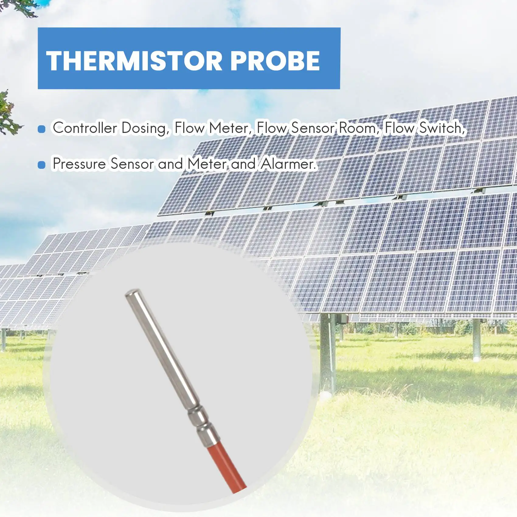 

2 Wire PT1000 Temperature Sensor Thermistor Silicone Gel Coated 1.5Meters Probe 45mm x 5mm -50-180 Centigrade RTDs
