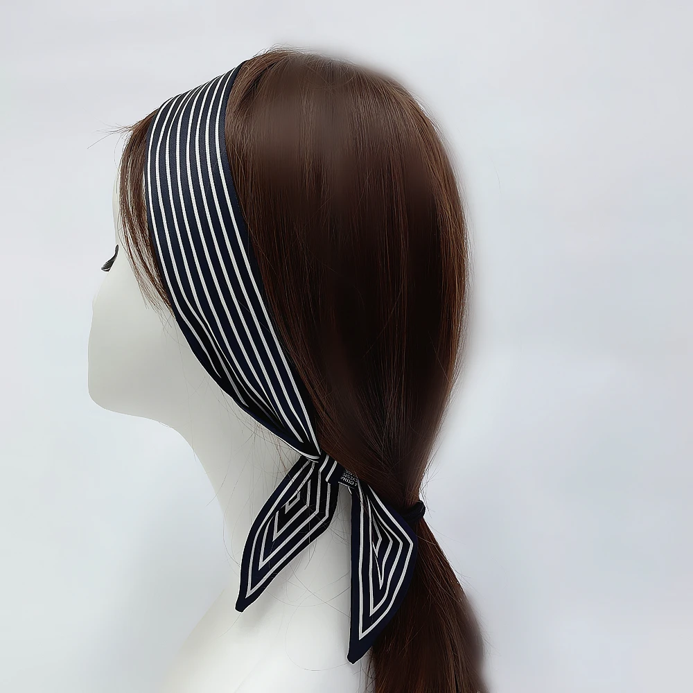 2023 neue Frauen Schal Luxus Marke Silk Schal Mode Stirnband Foulard Gestreiften Dünne Haar Tasche Schals Design Halstuch – Detail 15