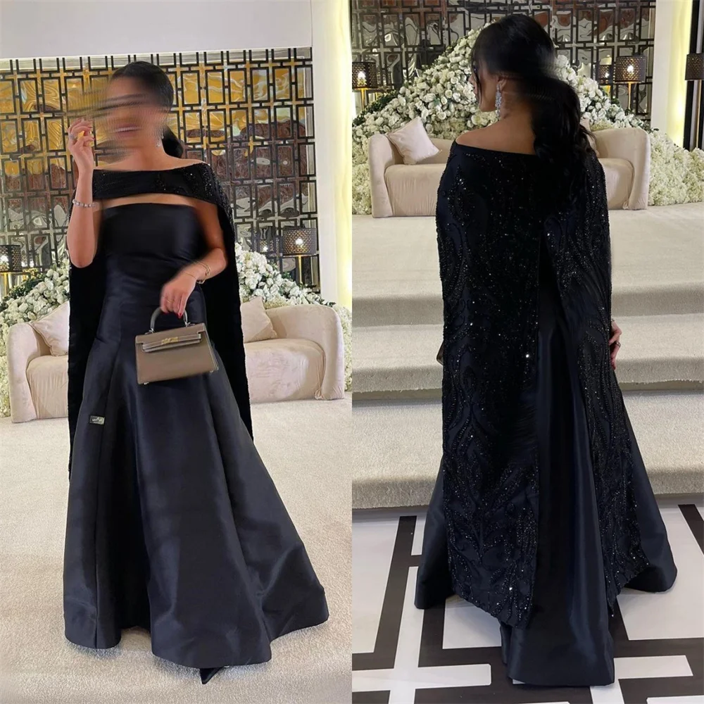 

Prom Dress فساتين كوكتيل Boat Neck Two-piece Beads 2023 Women Satin Formal Occasion Evening Gown Arabic فساتين نسائيه سهره