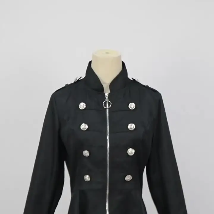 Beokeuioe Cappotto da donna steampunk trench giacca gotica blazer top outwear button up vintage irregolare frack outwear doppio petto, A1 nero., S Beokeuioe Cappotto da donna steampunk trench giacca gotica blazer top outwear button up vintage irregolare frack outwear doppio petto, A1 nero., S