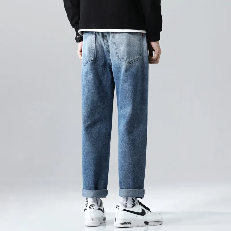 Men's Jeans Wide Leg Denim Cargo Loose Waist Trousers Straight Baggy Hip Hop Streetwear Skateboard Neutral Fake Zippers