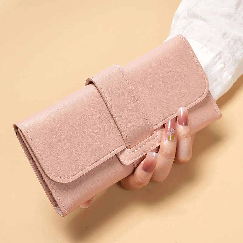 2024 New Long-style Women's Purse Simple Ultra-thin Large-capacity Fashion Multi-card Place Buckle Wallet Bag Hand
