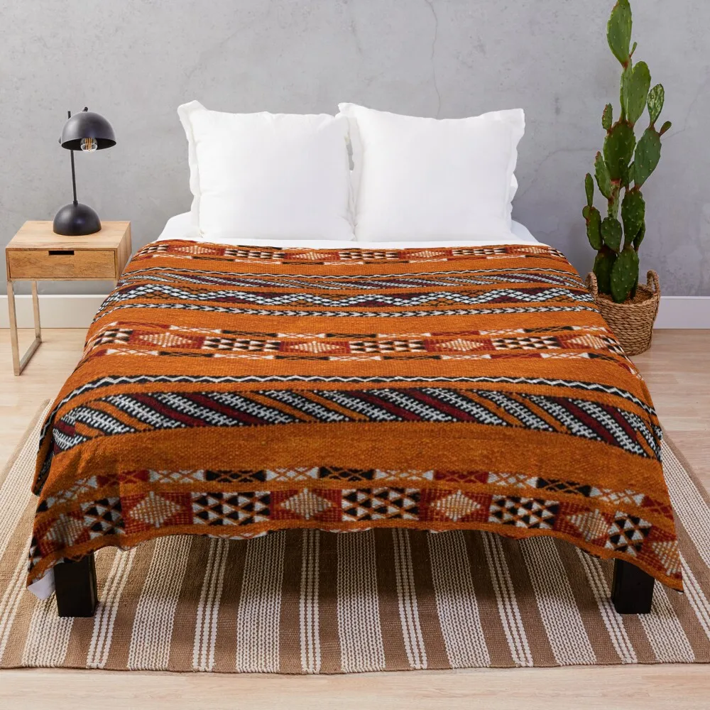 

Orange Vintage Moroccan Pattern Throw Blanket anime Stuffeds Sofa Quilt Soft Plaid Sofas Blankets