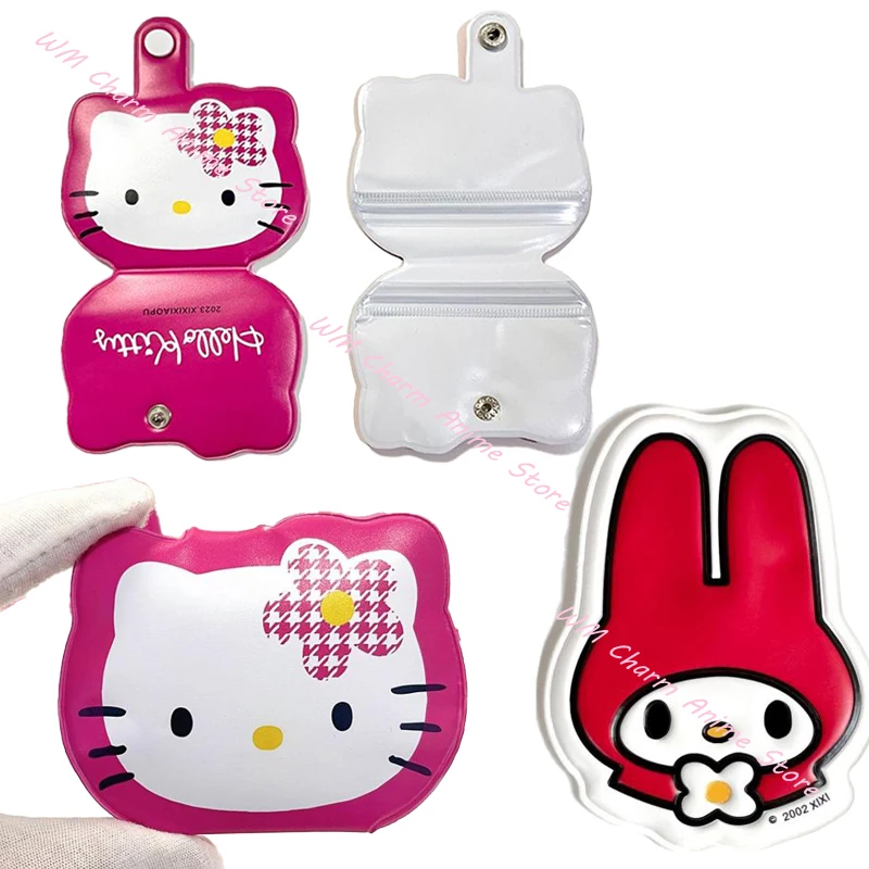 

Kawaii Hello Kitty My Melody Mini Storage Bag Sanrio Kt Snap Button Pouch Travel Cotton Swabs Dental Floss Packs Pu Leather Bag