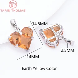 Set of 4 Gold-Tone Heart Charm Pendants with Zircon Accents (9044-Earth Yellow)