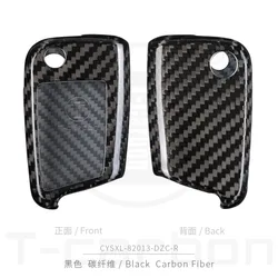 Sleek Carbon Fiber Car Key Case Cover (Black - R)