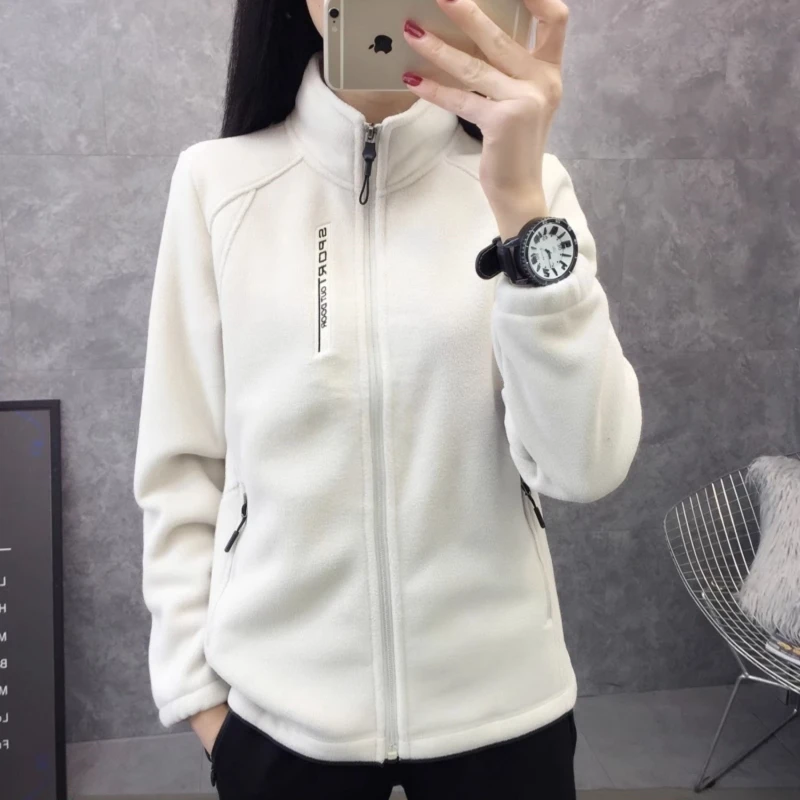 Plus Size Autumn Winter Polar Fleece Warm Coat Women Sweatshirt Outdoor Sports Casual Zipper Cardigan Jacket Top Slim Teenagers 4