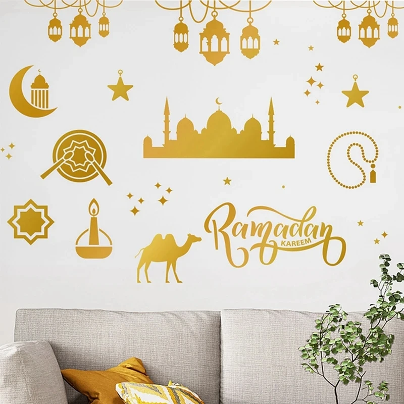 Eid Mubarak Window Stickers Ramadan Decoration 2024 Islamic Muslim Party Decor Ramadan Kareem Wall Stickers EID Al Adha Gifts images - 6