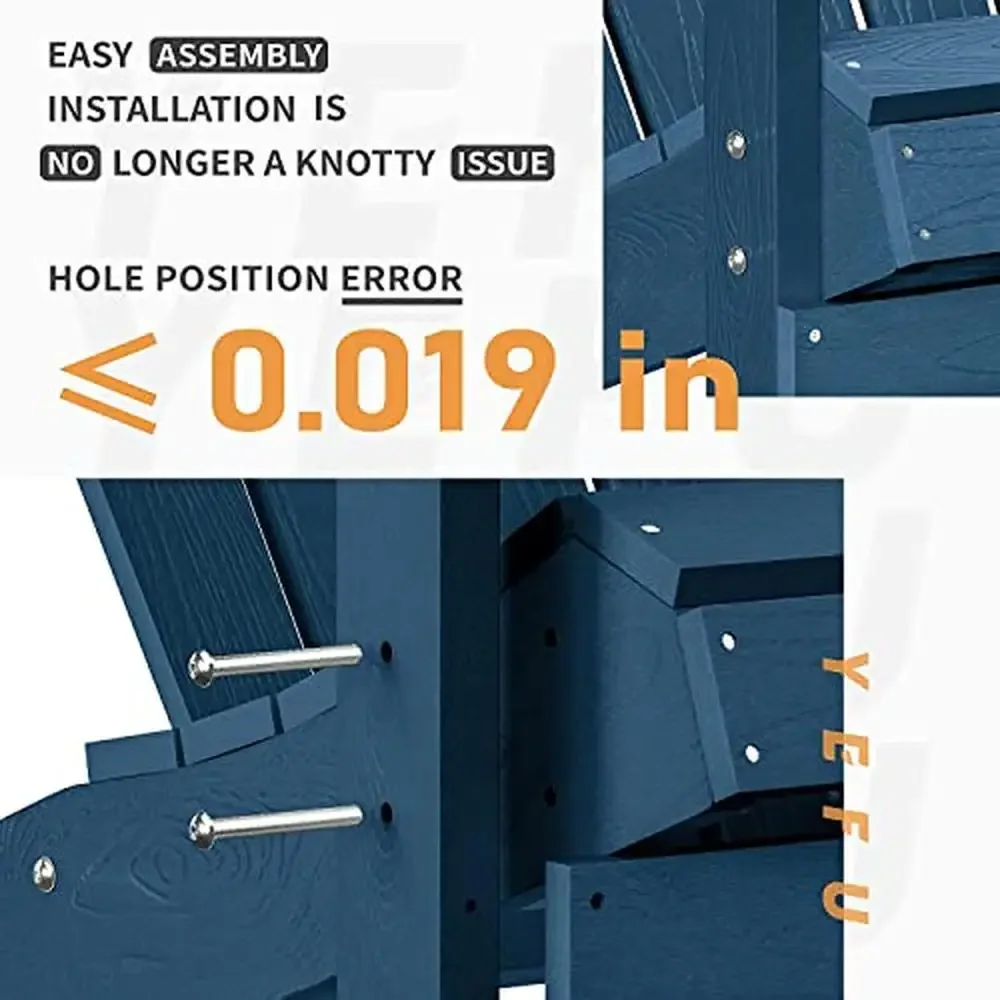 Outdoor Adirondack Chair Set Ergonomic Design 400lbs Capacity Weather Resistant Navy Blue Patio Furniture Set Easy Installation 5