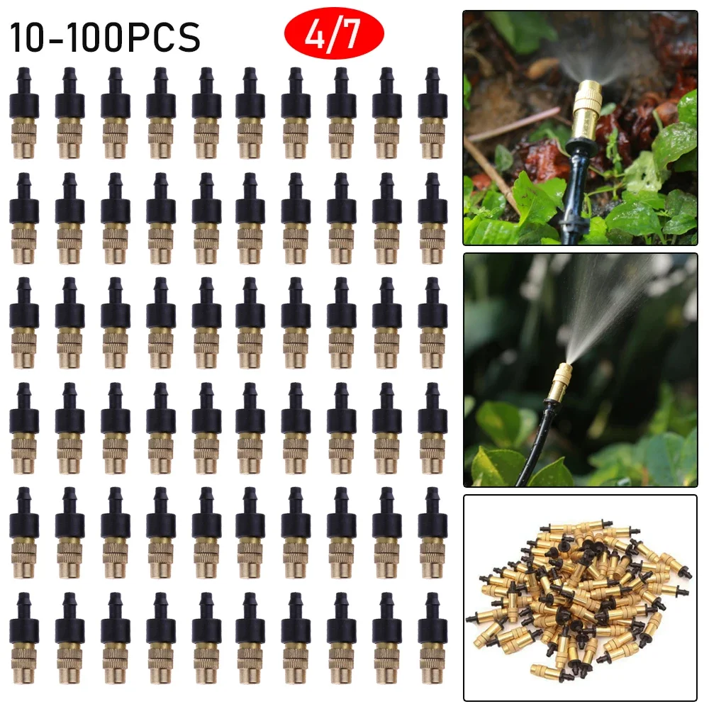 Dripper Drip Head Adjustable Brass Sprinkler Head 10-100pc 4/7 for Agricultural Misting Garden Gardening Irrigation