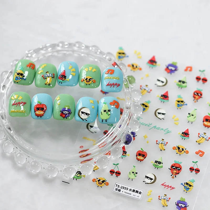 

[Meow.Sensei] Japanese Thin Tough Adhesive Nail Sticker Pro Frosted Thin Transparent Nail Sticker TS-2958 Fruit Dance