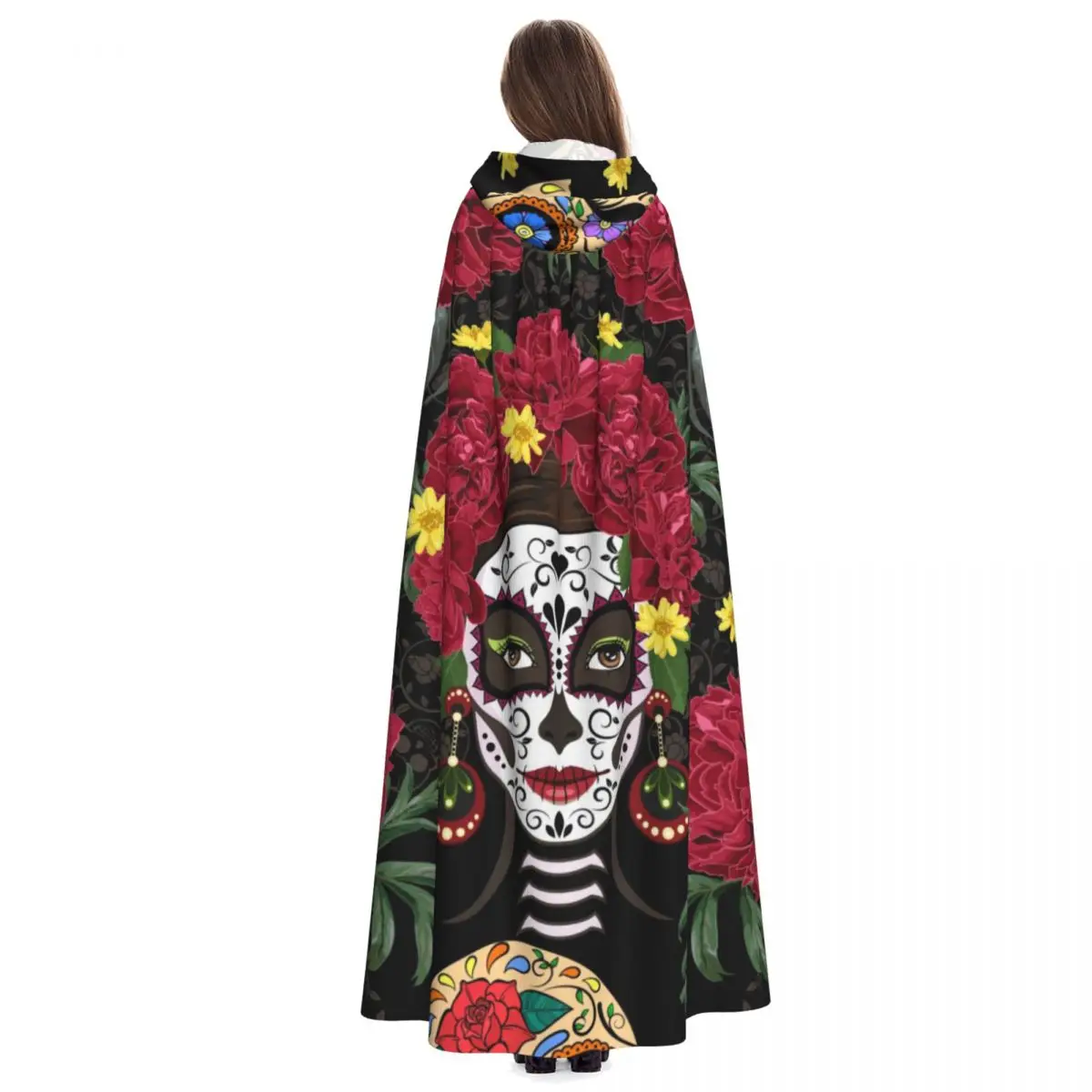 Calavera Catrina unisexe pour adultes, en couronne de pivoines, cape de  crâne de sucre avec capuche, Costume de sorcière Long, Cosplay - AliExpress, image size:1200x1200