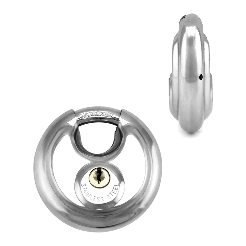 N15R-Disc Lock, 2 Pack Heavy Duty Steel Keyed Padlock Disc Storage Lock For Storage Units, Mobile Trailers, Sheds, Fences