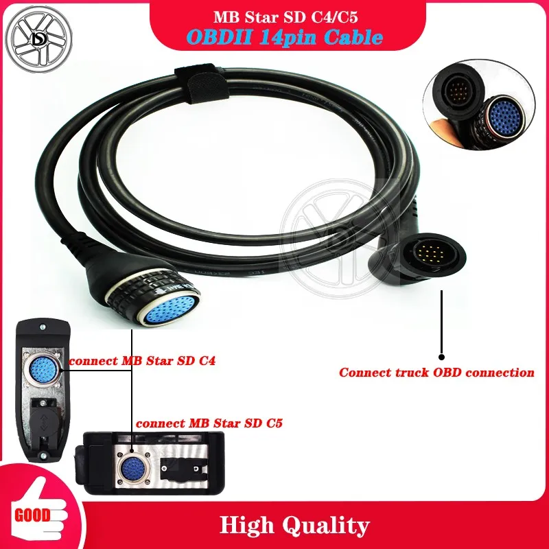 

Высококачественный кабель MB STAR C4/C5 14pin используется только для MB star C4/C5 sd C4/C5 14pin соединительный диагностический кабель (кабель грузовика)