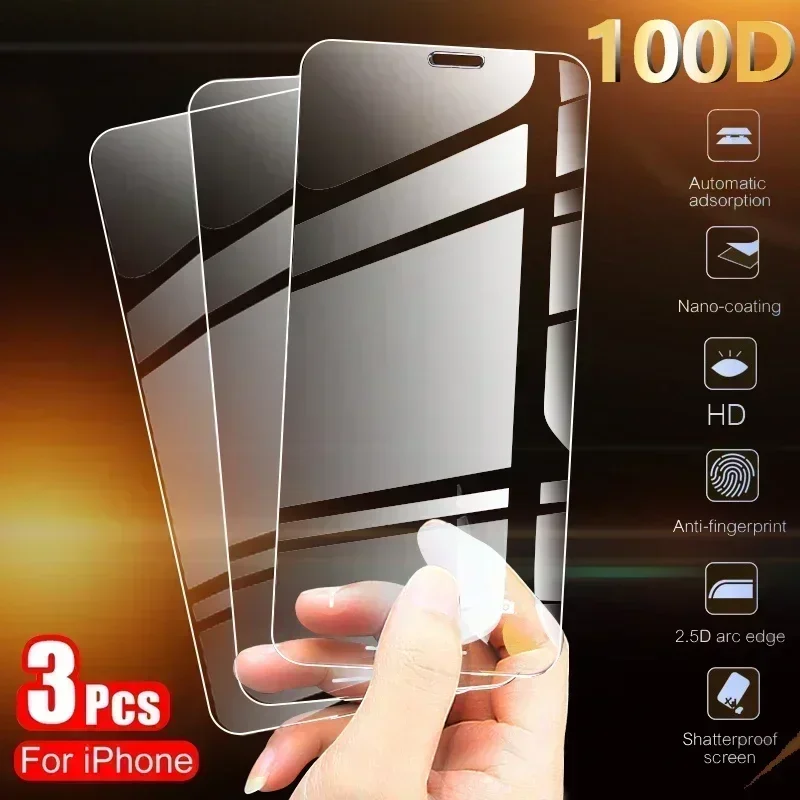 

9D 3 шт. закаленное стекло для iPhone X XS Max XR Защита экрана для iPhone 11 12 Pro Max 7 8 6 6s Plus 5S SE защитное стекло